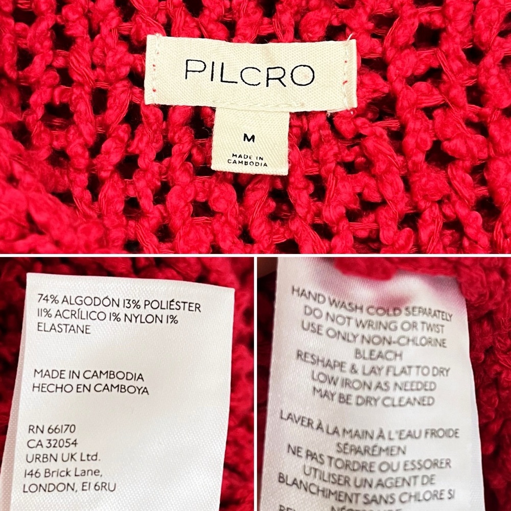 BOGO! Anthropologie Pilcro Sailcloth Oversized Hooded Sweater Red Size Medium - Picture 8 of 9